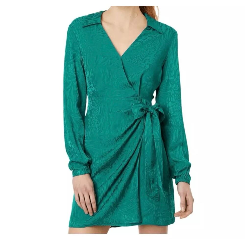 Lilly Pulitzer Nicolina Long Sleeve Wrap Dress Women's 12 Evergreen Animal